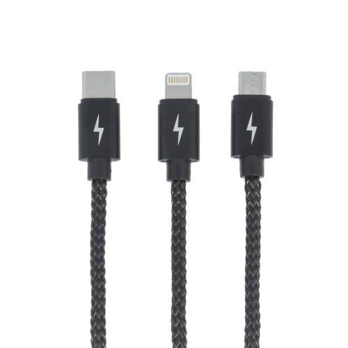 3v1 Kábel Devia Micro USB/Lightning/USB Typ C na USB