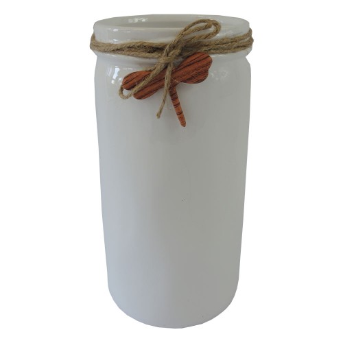 Keramická váza VK54 biela s vážkou (26 cm)