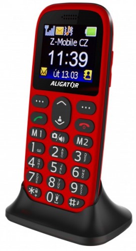 Tlačidlový telefón Aligator A510 červeno-čierny