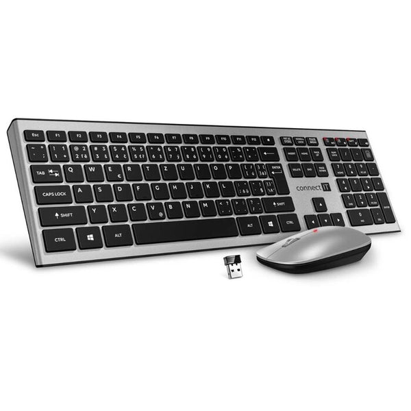 CONNECT IT Combo bezdrôtová strieborná klávesnica + myš