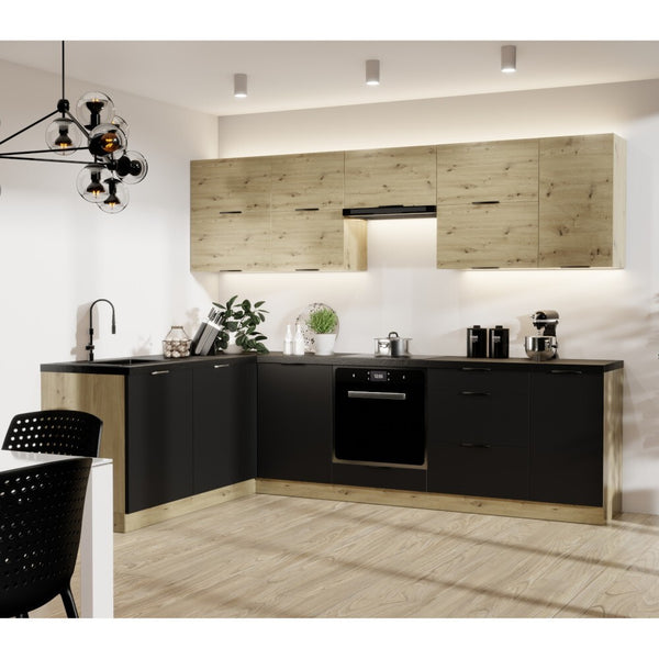 Rohová kuchyňa Mindy dark ľavý roh 270x180 cm (čierna)
