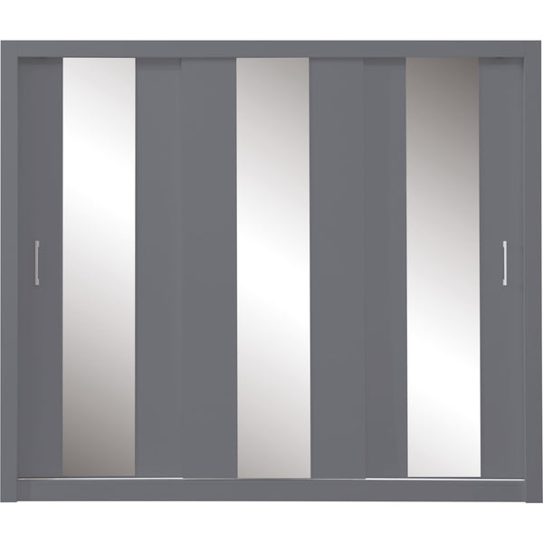 Šatníková skriňa Cadu so zrkadlom - 250x215x60 cm (antracit)
